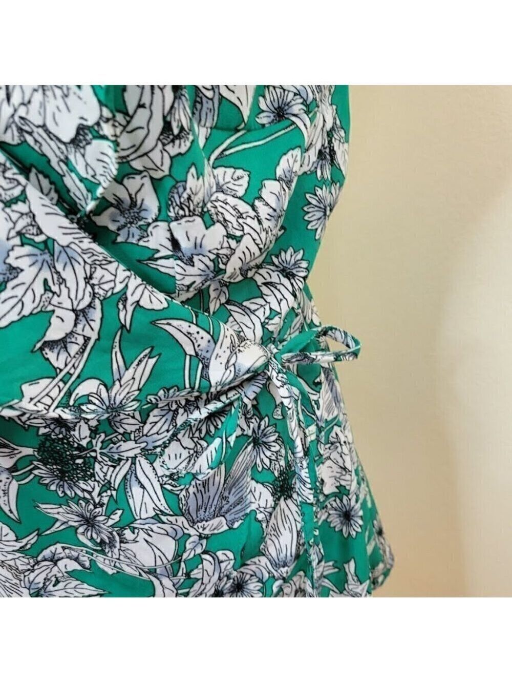 Japna Floral Wrap Flounce Front W/ Inside & Outside Ties Elastic Waist Women's M - Picture 4 of 11